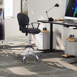 كرسي كونتر جلد أسود وودي