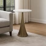 أوبرا ماربل طاولة خدمة بقاعدة معدنية وودي - أبيض