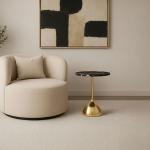 فالنسيا طاولة خدمة بقاعدة باللون الذهبي - رخام أسود