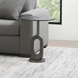 سيرا طاولة خدمة بقاعدة معدنية باللون الرمادي - زجاج-عسلي