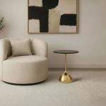 فالنسيا طاولة خدمة بقاعدة باللون الذهبي - زجاج عسلي