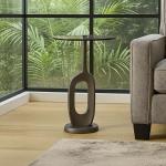 سيرا طاولة خدمة بقاعدة معدنية باللون الرمادي - زجاج-شفاف