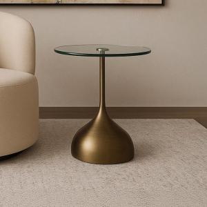 لوكس طاولة خدمة باللون النحاسي - زجاج-شفاف