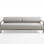 أطلس كنب خارجي ثلاثي رمادي بإطار معدني وودي