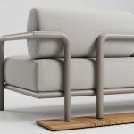 أطلس كنب خارجي ثنائي رمادي بإطار معدني وودي