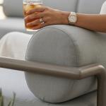 أطلس كنب خارجي ثنائي رمادي بإطار معدني وودي