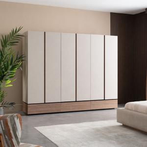 لوجانو دولاب ملابس كريمي 6 أبواب وودي