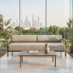 أطلس كنب خارجي ثنائي رمادي بإطار معدني وودي