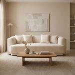 ليكسا كنب مخمل كريمي 3 مقاعد عرض 240 سم وودي